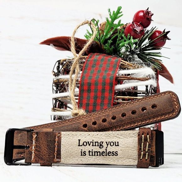 Fitbit Versa 1, 2, 3 & Sense Leather Band Brown - Picture 2 of 8